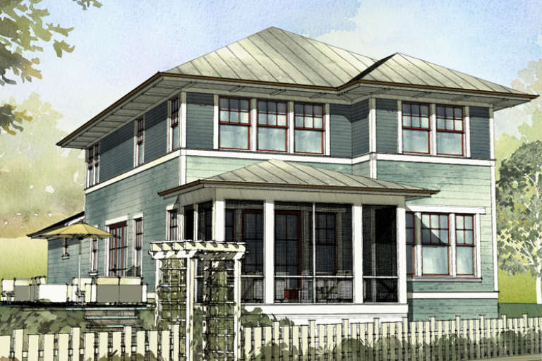 Coastal House Plan #1637-00108 Elevation Photo