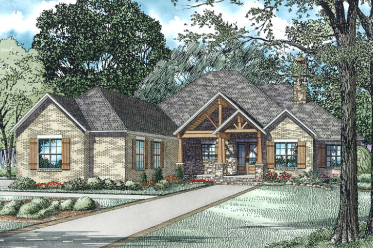 Mountain Rustic House Plan #110-01027 Elevation Photo