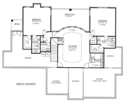 Optional Basement Floor Plan for House Plan #286-00058