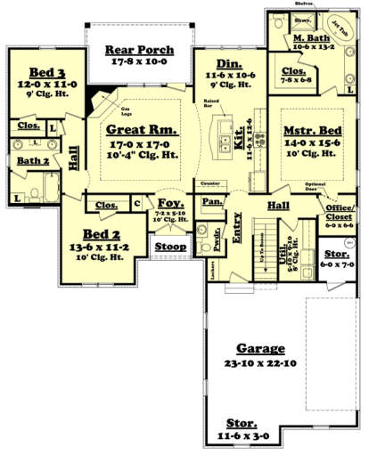 Floorplan 1 for House Plan #041-00124
