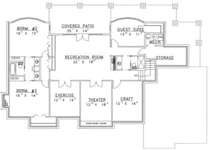 Basement Floor for House Plan #039-00350