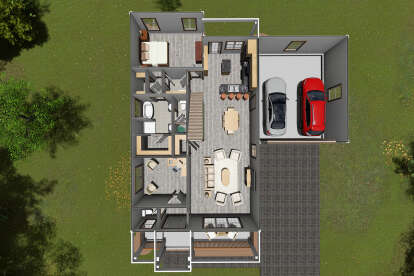 Overhead First Floor for House Plan #4848-00335