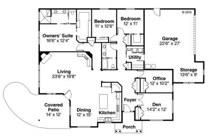 Floorplan 1 for House Plan #035-00692