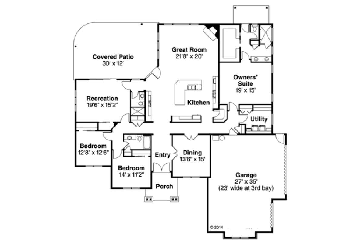 Floorplan 1 for House Plan #035-00693