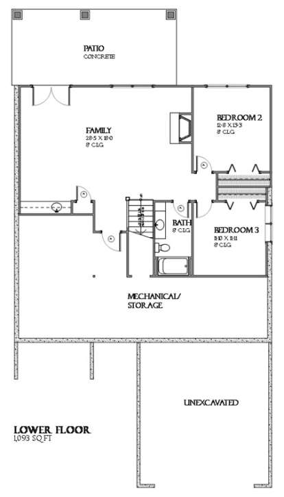 Basement Floor Plan for House Plan #1637-00116
