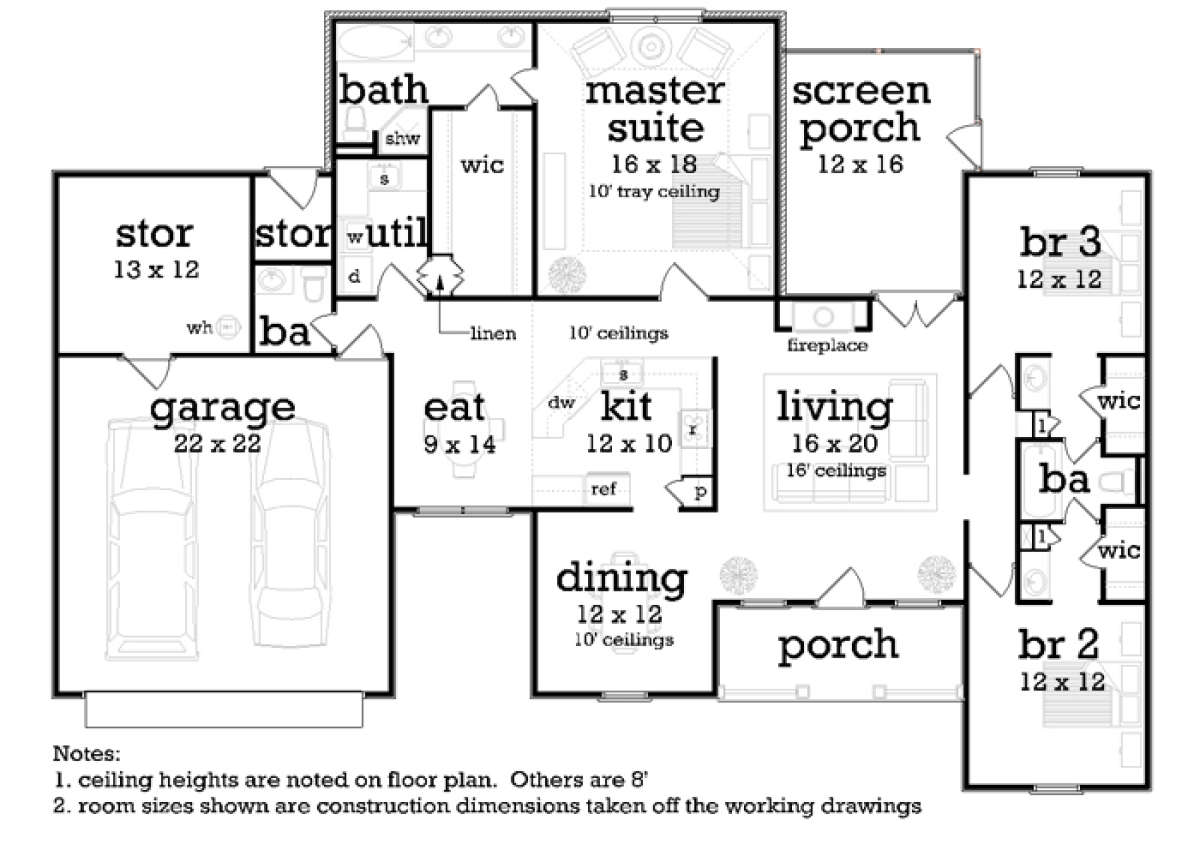 Floorplan 1 for House Plan #048-00237