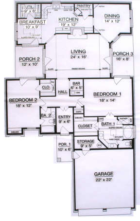 Floorplan 1 for House Plan #048-00238