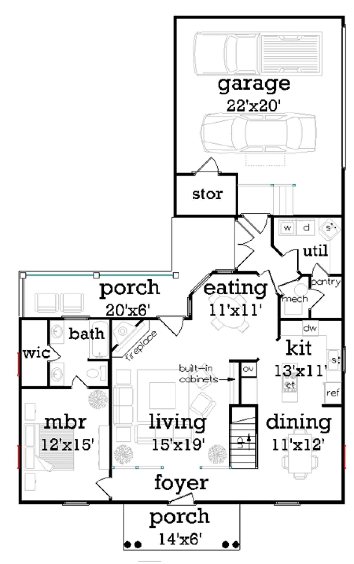Floorplan 1 for House Plan #048-00240