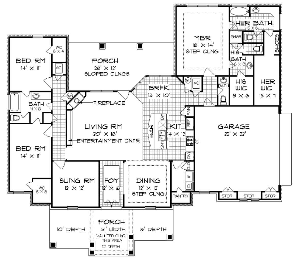 Floorplan 1 for House Plan #048-00241