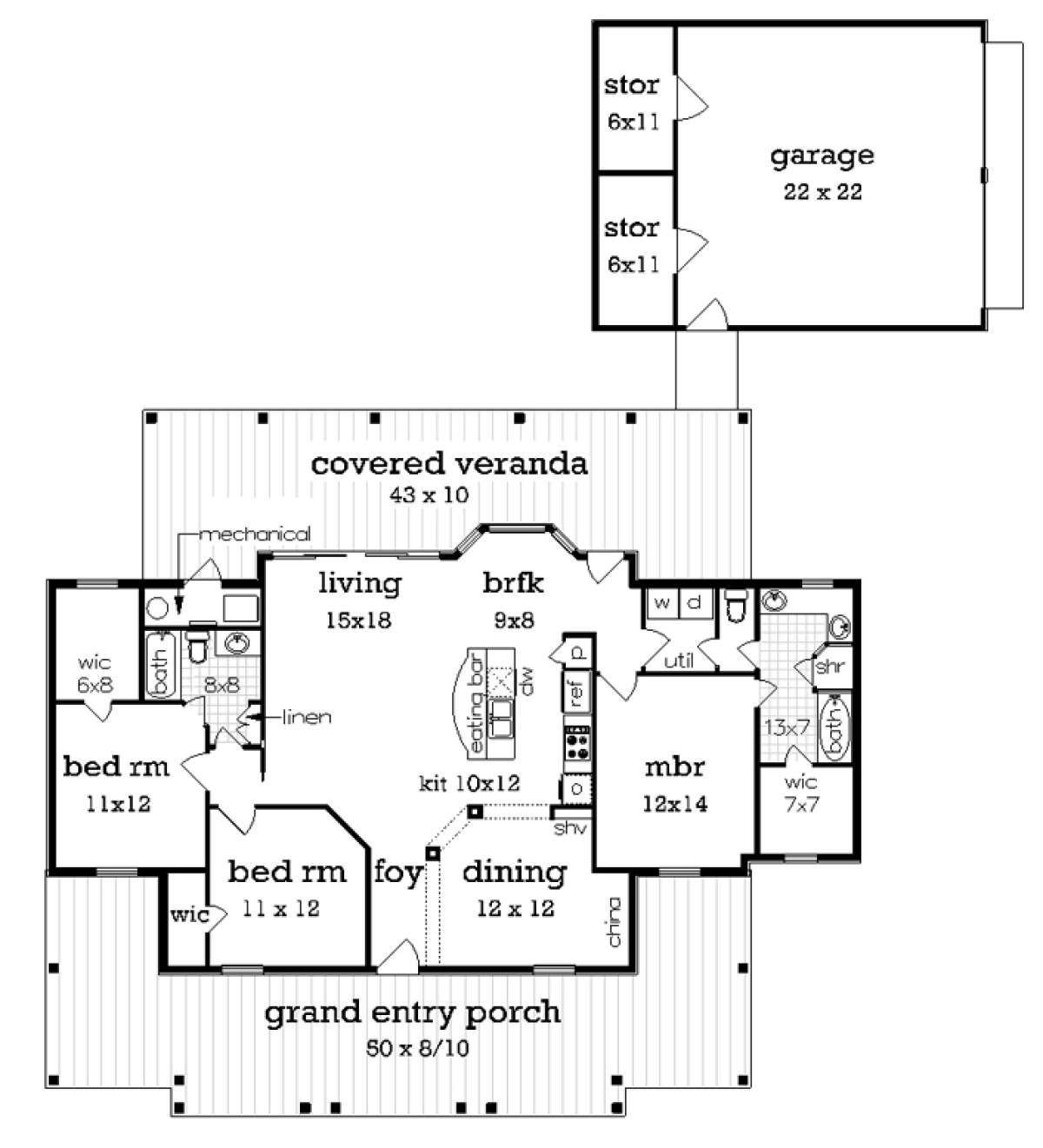 Optional Garage for House Plan #048-00247