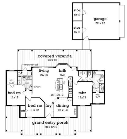 Optional Garage for House Plan #048-00247