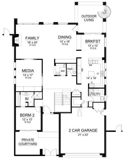 Floorplan 1 for House Plan #5445-00233