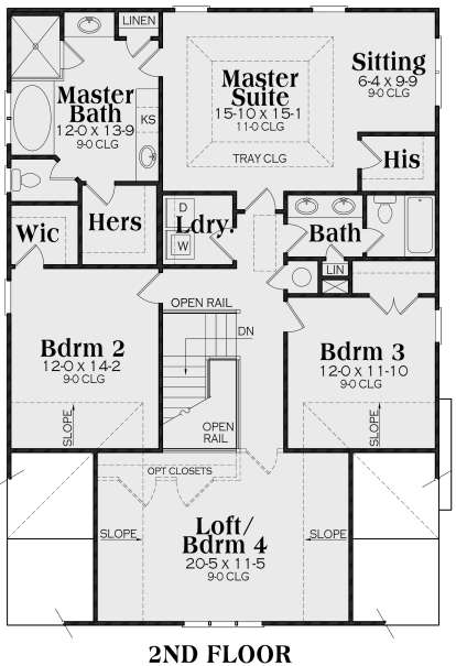 Second Floor for House Plan #009-00246