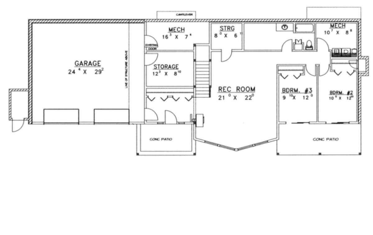 Basement Floor for House Plan #039-00358