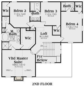 Second Floor for House Plan #009-00247