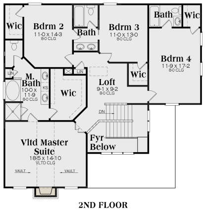 Second Floor for House Plan #009-00247