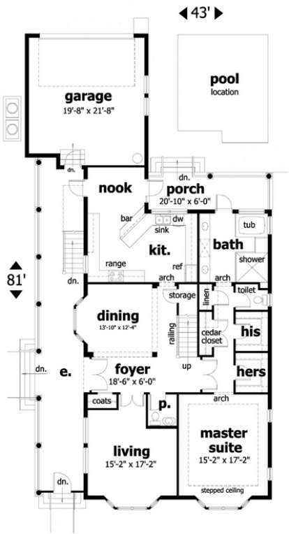 First Floor for House Plan #028-00019