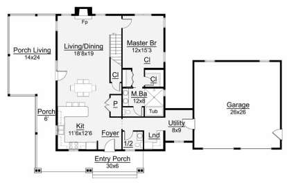 Floorplan 1 for House Plan #650-00001