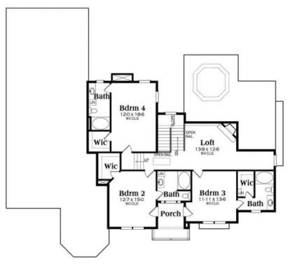 Upper Floor Plan for House Plan #009-00256