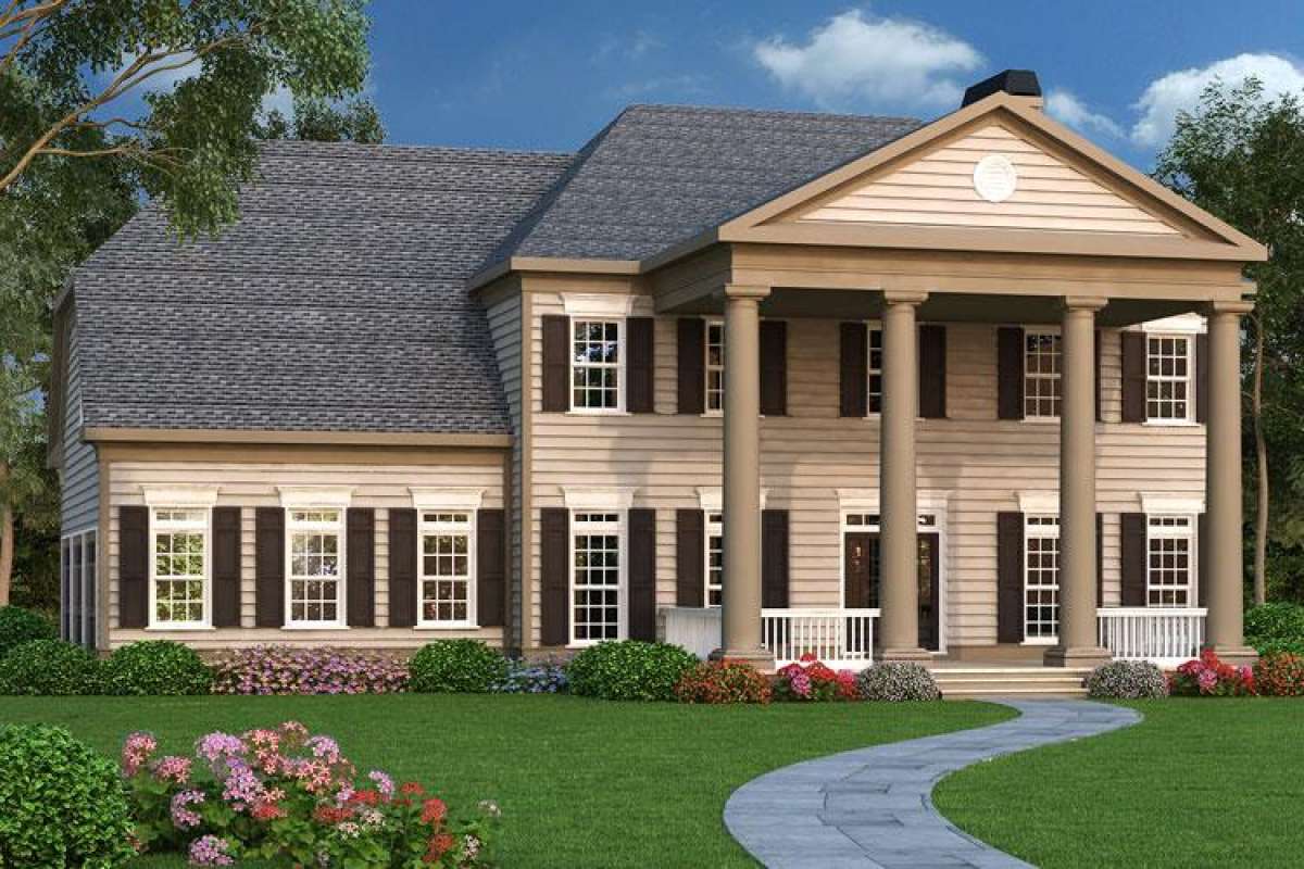 Colonial House Plan #009-00262 Elevation Photo
