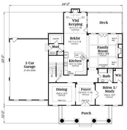 Main Floor Plan for House Plan #009-00262