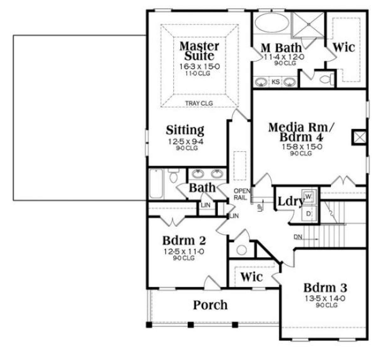Upper Floor Plan for House Plan #009-00267