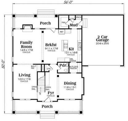 Main Floor Plan for House Plan #009-00269