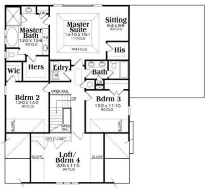 Upper Floor Plan for House Plan #009-00269
