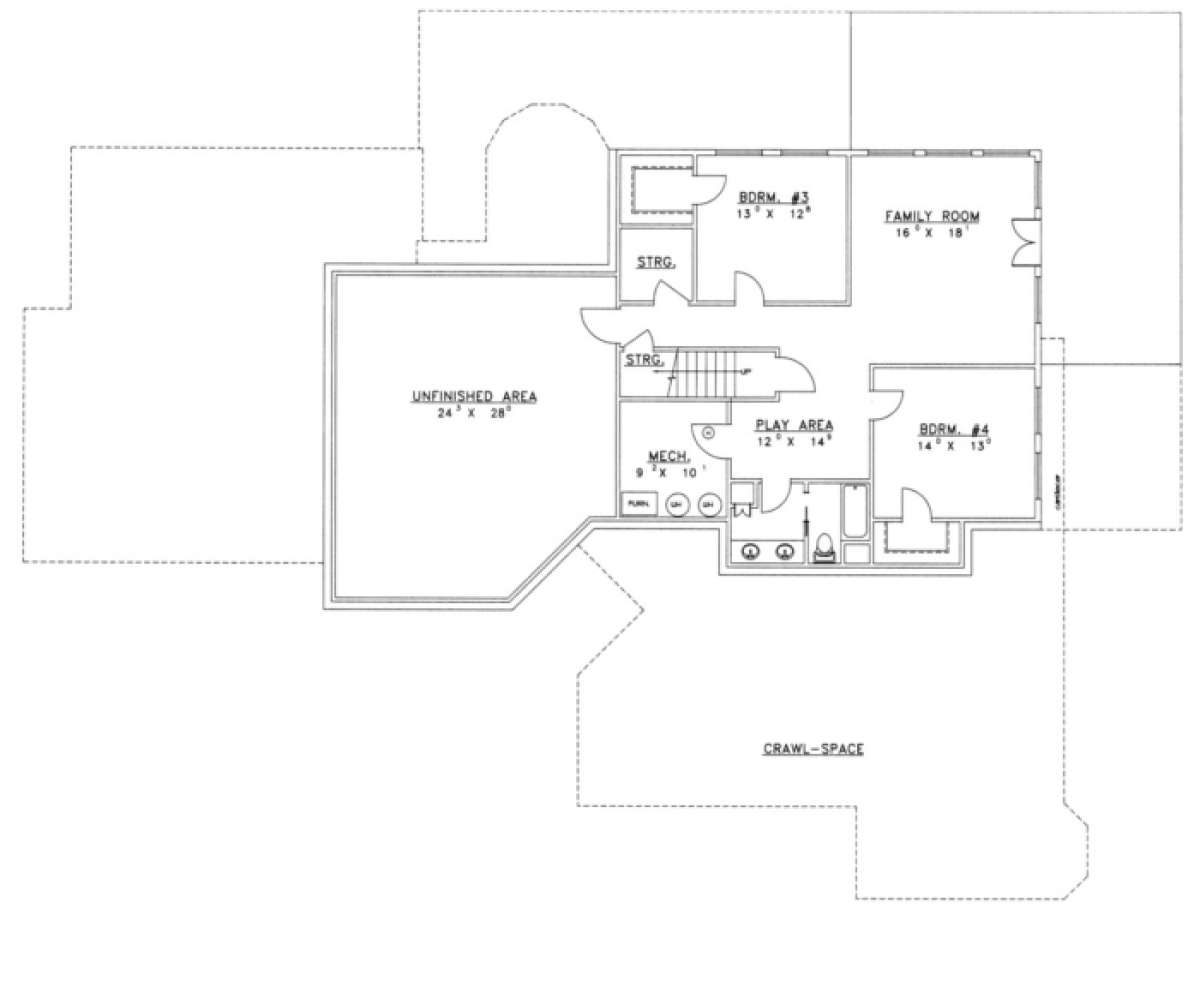 Basement Floor for House Plan #039-00363