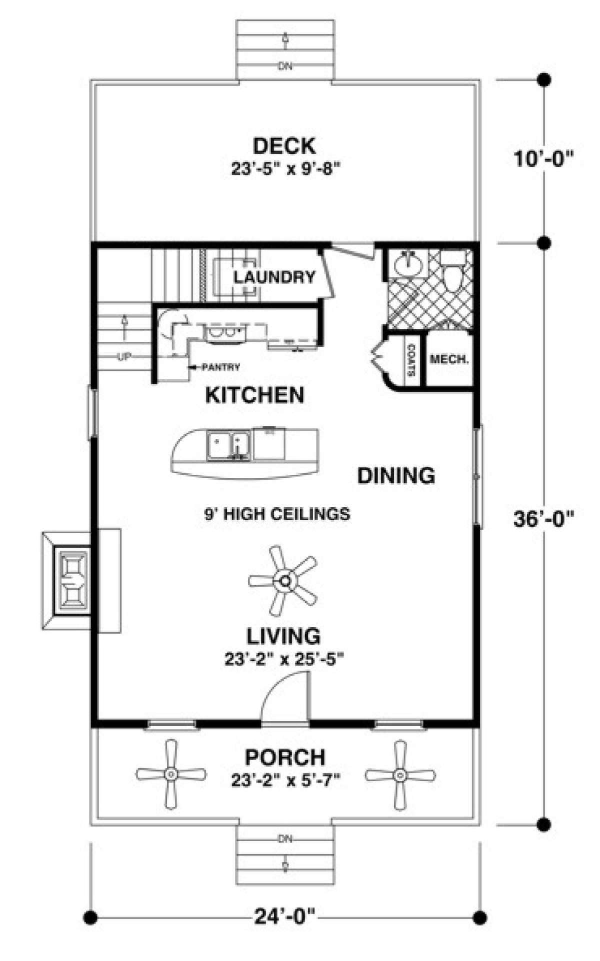 Main Floor Plan for House Plan #036-00173