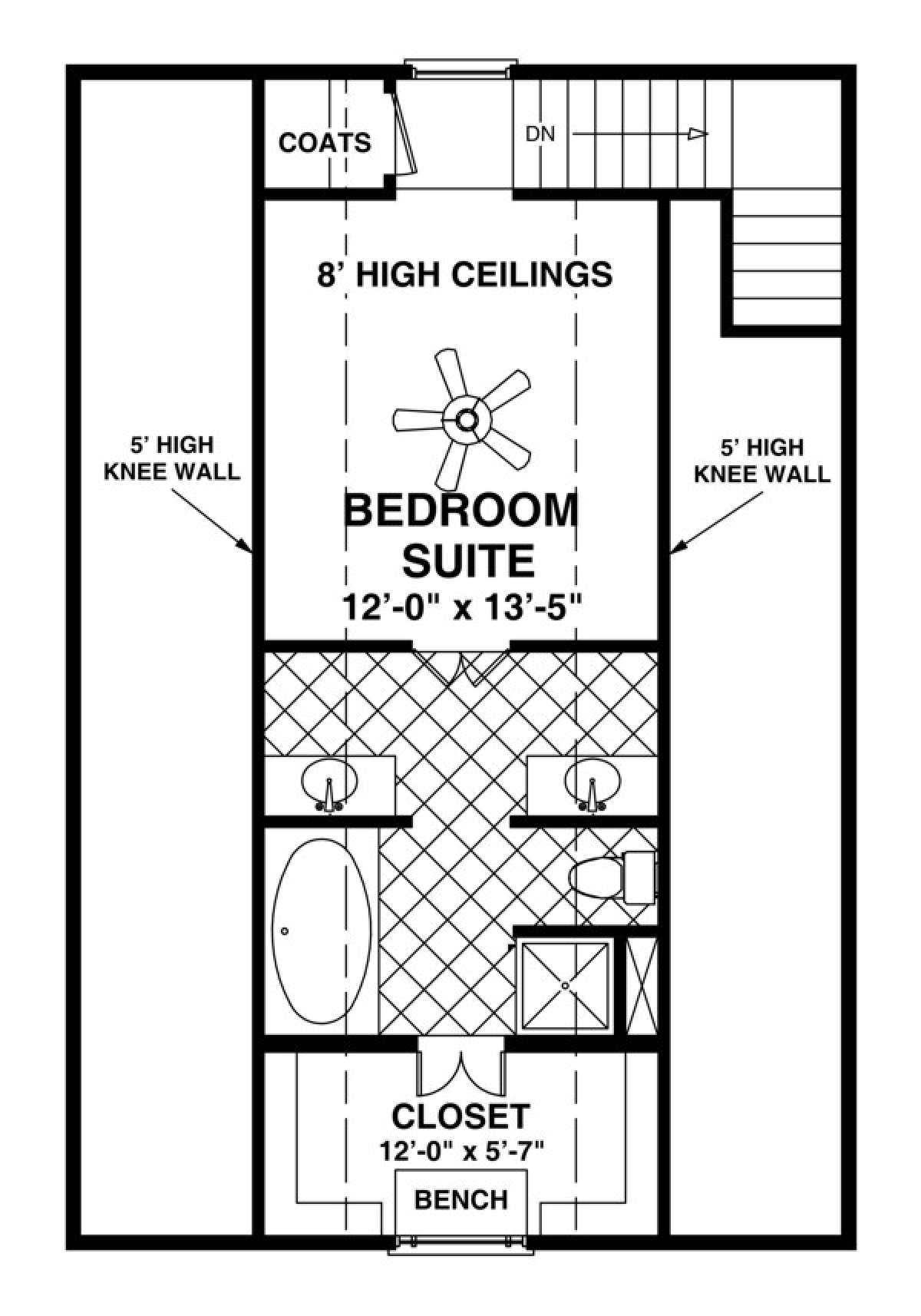 Upper Floor Plan for House Plan #036-00174