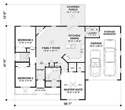 Main Floor Plan for House Plan #036-00178