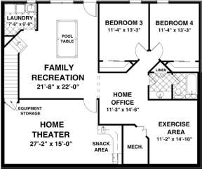 Basement Floor Plan for House Plan #036-00179