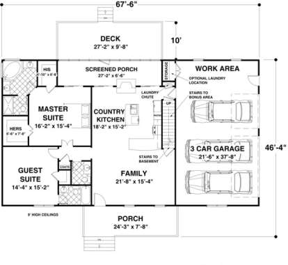 Main Floor Plan for House Plan #036-00180