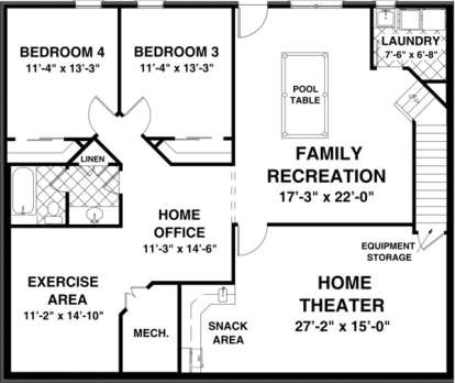 Basement Floor Plan for House Plan #036-00180