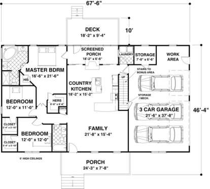 Main Floor Plan for House Plan #036-00182