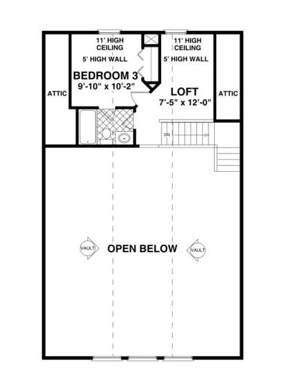 Upper Floor Plan for House Plan #036-00183