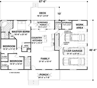 Main Floor Plan for House Plan #036-00187
