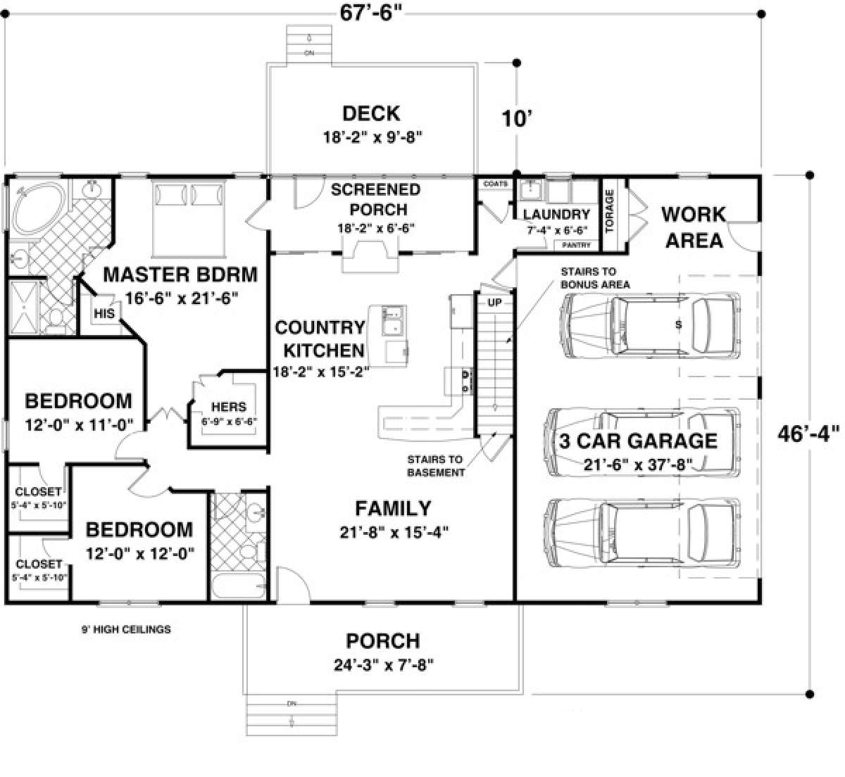 Main Floor Plan for House Plan #036-00188