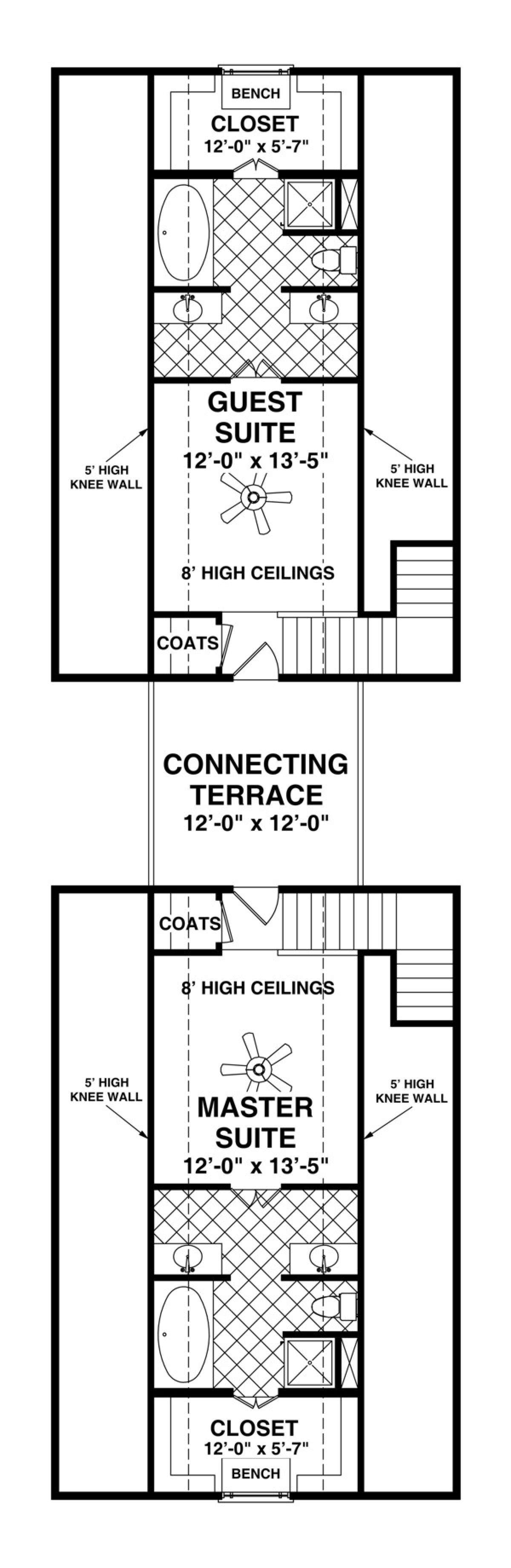 Upper Floor Plan for House Plan #036-00193