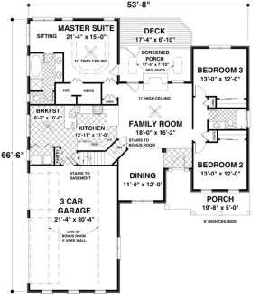 Main Floor Plan for House Plan #036-00196