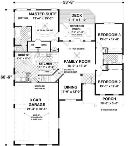 Main Floor Plan for House Plan #036-00196