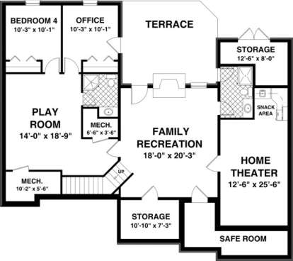 Basement Floor Plan  for House Plan #036-00196