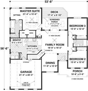 Main Floor Plan for House Plan #036-00197