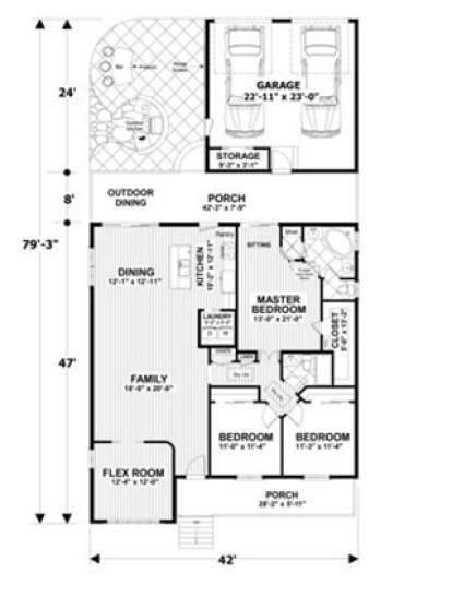 Main Floor Plan for House Plan #036-00201