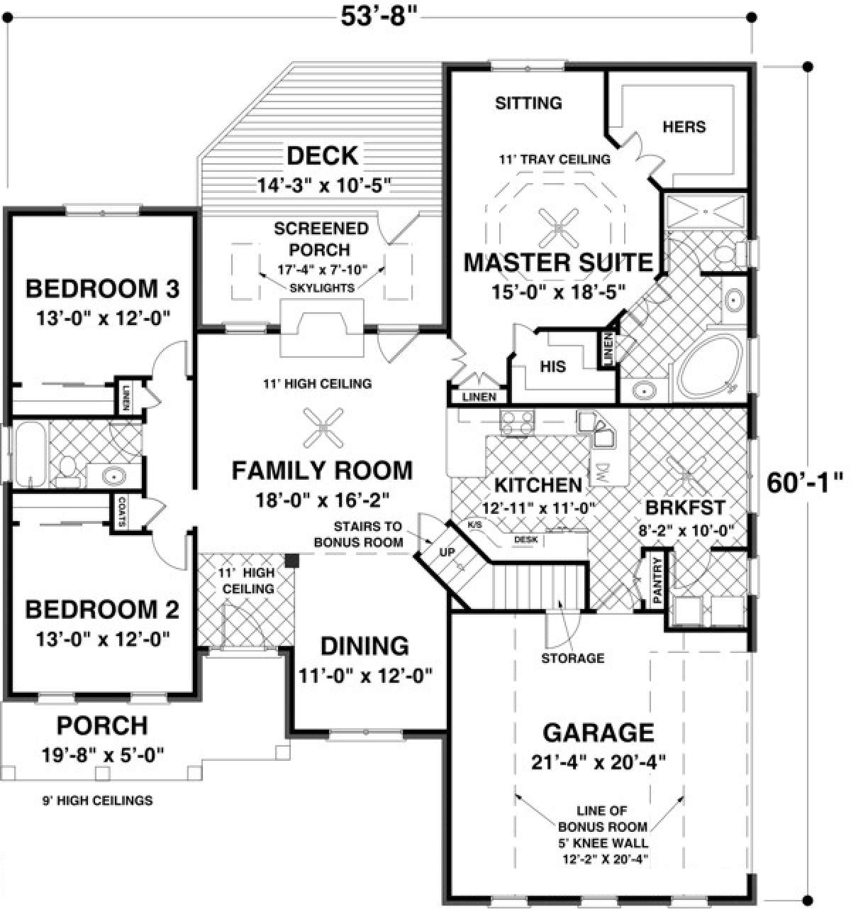 Main Floor Plan for House Plan #036-00202