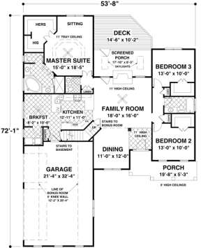 Main Floor Plan for House Plan #036-00203