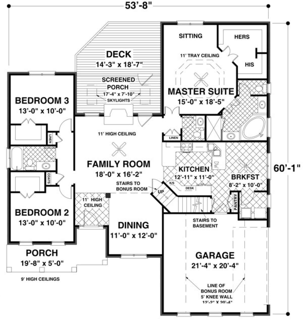 Main Floor Plan for House Plan #036-00204