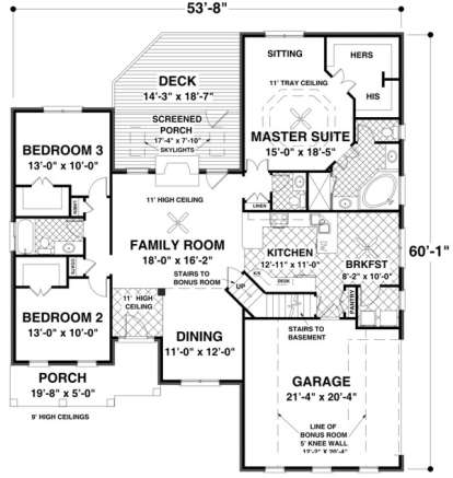 Main Floor Plan for House Plan #036-00204