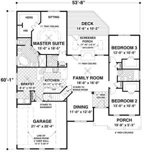 Main Floor Plan for House Plan #036-00205